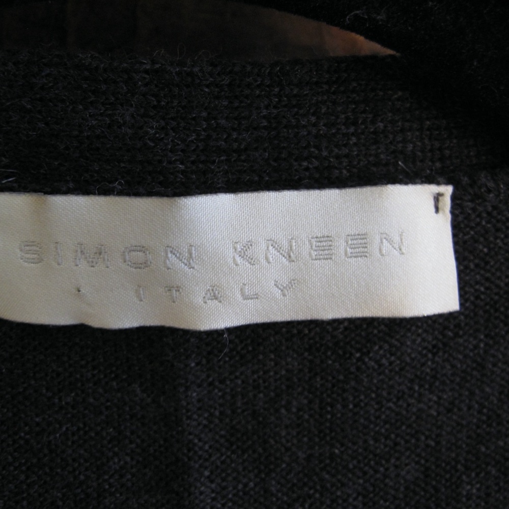 SIMON KNEEN ITALY Sweater Set Charcoal Grey Merino w Vest & Collared Button Down - Picture 6 of 16